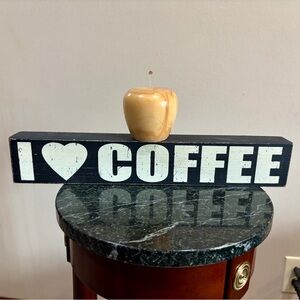 “I Love Coffee” Wooden Decorative Sign and Wooden Apple